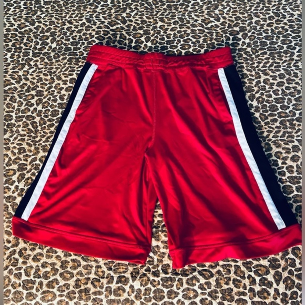 Red w/ Black White Stripe Athletic shorts Medium